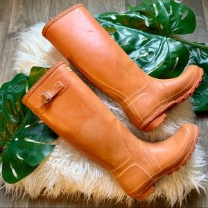 Hunter Orange Tall Rain Boots Sz 8